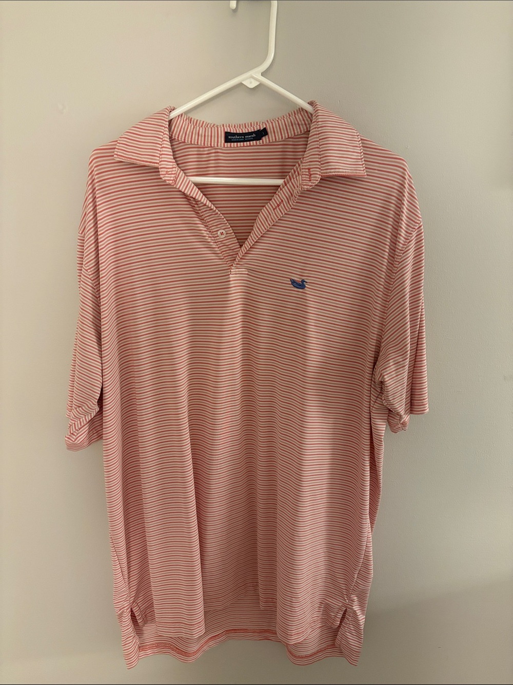 Southern Marsh Pink and White Striped Polo